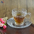Decorative Clear Glass Cup and Saucer Set in Gift Box