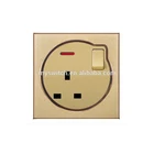 British Standard Electric Wall Switch PC Panel 1 Gang + 13 A Socket With Light Champagne Gold Or Customized