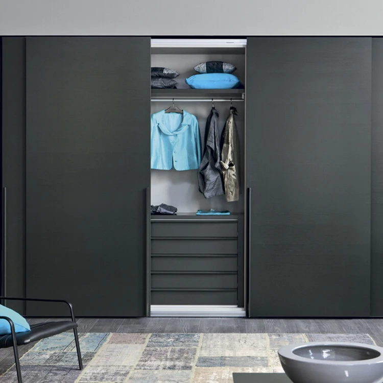 Modern Design Lacquer Insert Sliding Door Wardrobe For Sale