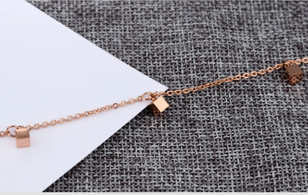  Wholesale Summer Anklet Body Chain Jewelry 18K Rose Gold Plated Stainless Steel Foot Chain Anklet Jewelry 