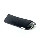 Wholesale black custom printed logo leather eyeglasses sunglasses pu pouch with metal clip
