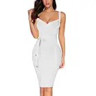 white Womens Rayon Belt Detail Bandage Bodycon Party Dress