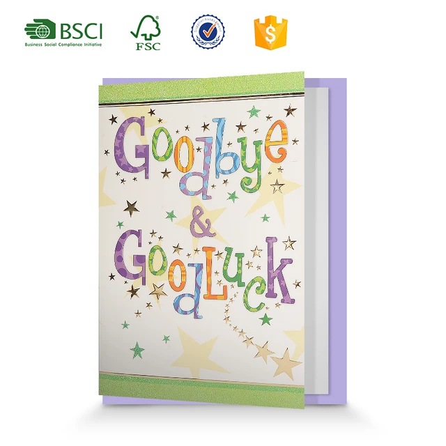 luck glitter greeting card with embossing gold foil business
