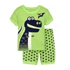Digital printing Dinosaur baby t shirt set wholesale green boy 100 Organic cotton clothing custom kid dots pants