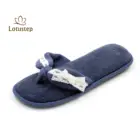 Summer Ladies Navy Lace Micro Terry Flip Flops Slipper