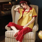 Wholesale women's pajamas three-piece sexy sling cotton household clothes