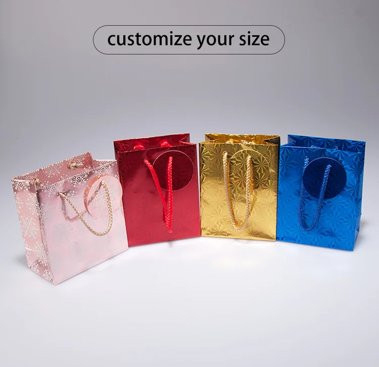 luxury gift hologram paper bag shopping bag with twist handle