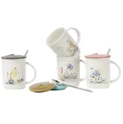 cartoon coffee mug with lid and spoon for kids gift school