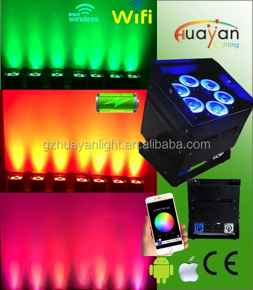 led rechargeable battery powered and wireless dmx controlled