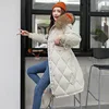 2019 Lady Hooded Slim Faux Fox Fur Cotton Padded Long Winter Jacket Women