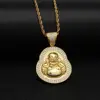 buddha pendant necklace Brass plated French Rope Chain & micro pave cubic zirconia & for woman 1314897