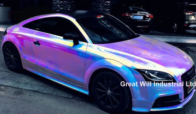 Highest quality Holographic silver vinyl wrap Chrome Vinyl holographic wrap  air release wrapping paper low initial