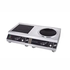 cheap 3500w-5000w double burner stainless steel commercial induction soup cooker and wok