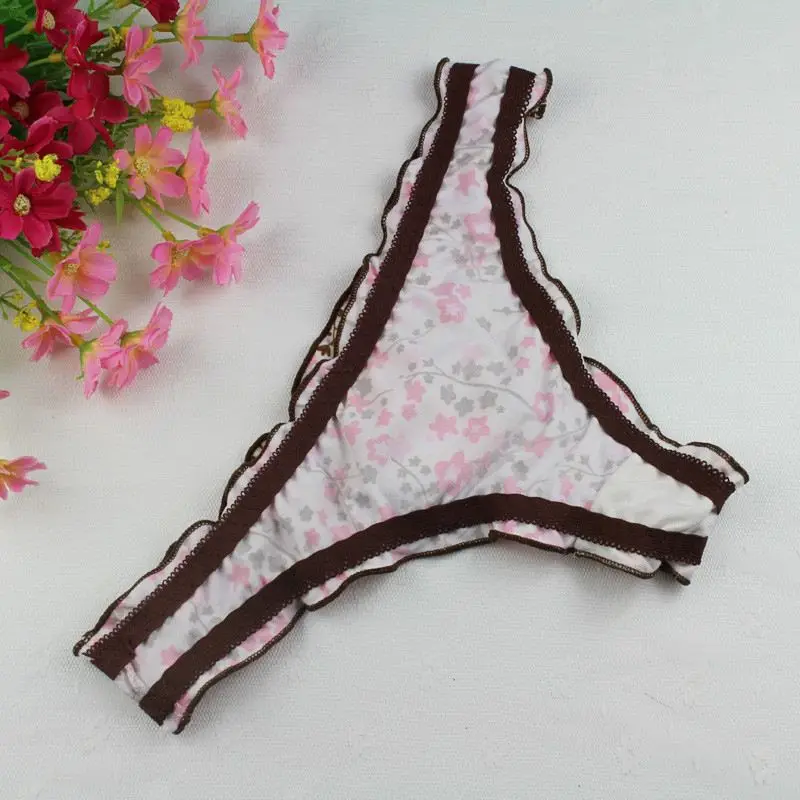 Stock 2016 Sale beige pink flower Women Underwear Thongs Ladies Briefs Factory Direct Wholesale Sey Cute Cotton Women's Panties