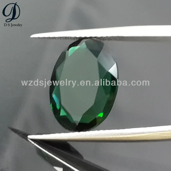 faceted oval emerald green cubic zirconia cz gemstone for