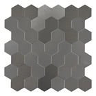 Metal Hexagon Brushed Metal Peel Stick Aluminium Mosaic For Kitchen Backsplash