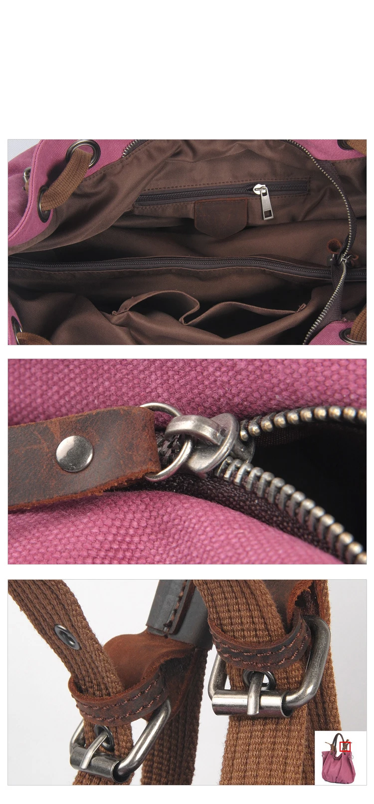 Fashion vintage retro design brand quality cotton canvas ladies hand hobo bag handbags for woman