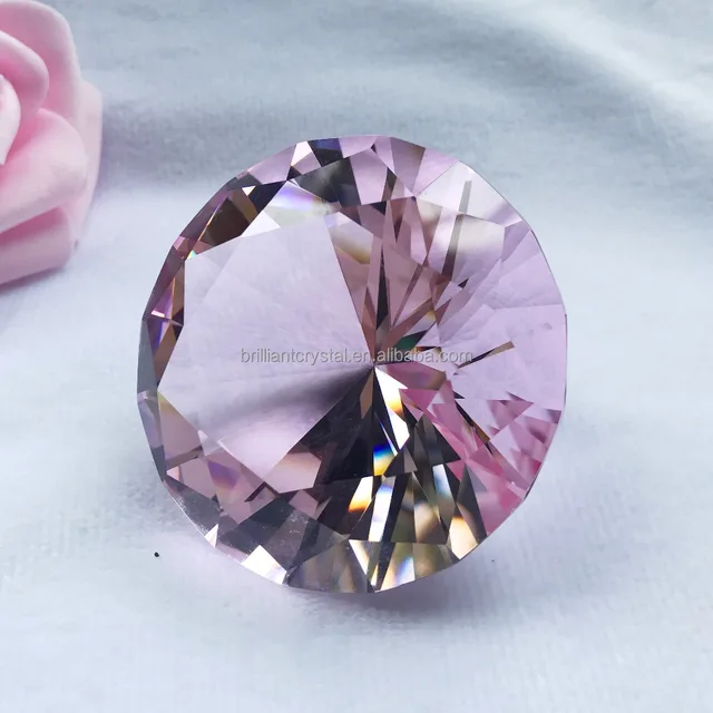 cut 60mm pink crystal diamond for wedding party gifts decoration