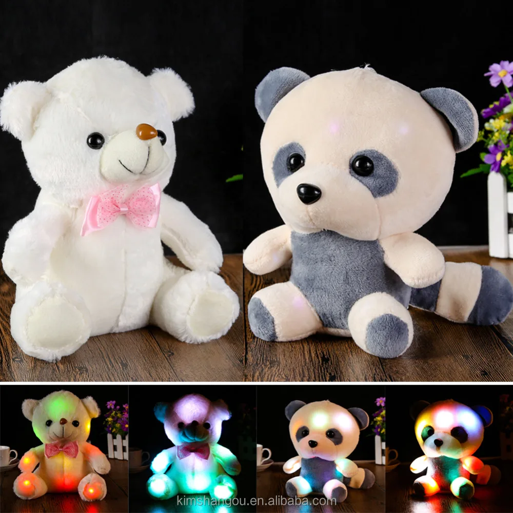 plush led night flash light teddy bear panda toys soft birthday