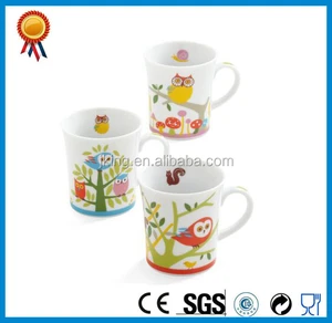 fresh beautiful promotion gift ceramic decal owl printing mug