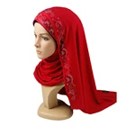 Yiwu Supplier Timett Brand 95% Cotton 5% Spandex 60*170cm 10 Colors Beaded Hijab Scarf Pattern