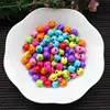 Fashion 8MM Rainbow Color Ball Alphabet Beads Black Letter Beads Jewelry Accessories