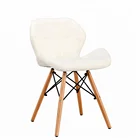 Chinese PU Cover Dining Room PP Plastic Chairs with wooden Legs