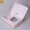 Sinicline new arrival custom pretty pink color gold logo printed paper box lingerie packaging