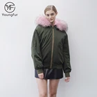 Wholesale Fashion Zipper Plain Rex Rabbit Fur Lined Bomber Coat Winter Classic Pilot Style Bomber Jacket with Fur