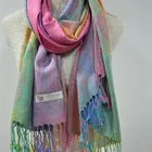 kashmir pashmina shawls TSYS-022 dress kids solid color viscose scarf shawl for woman hijab factory supplier