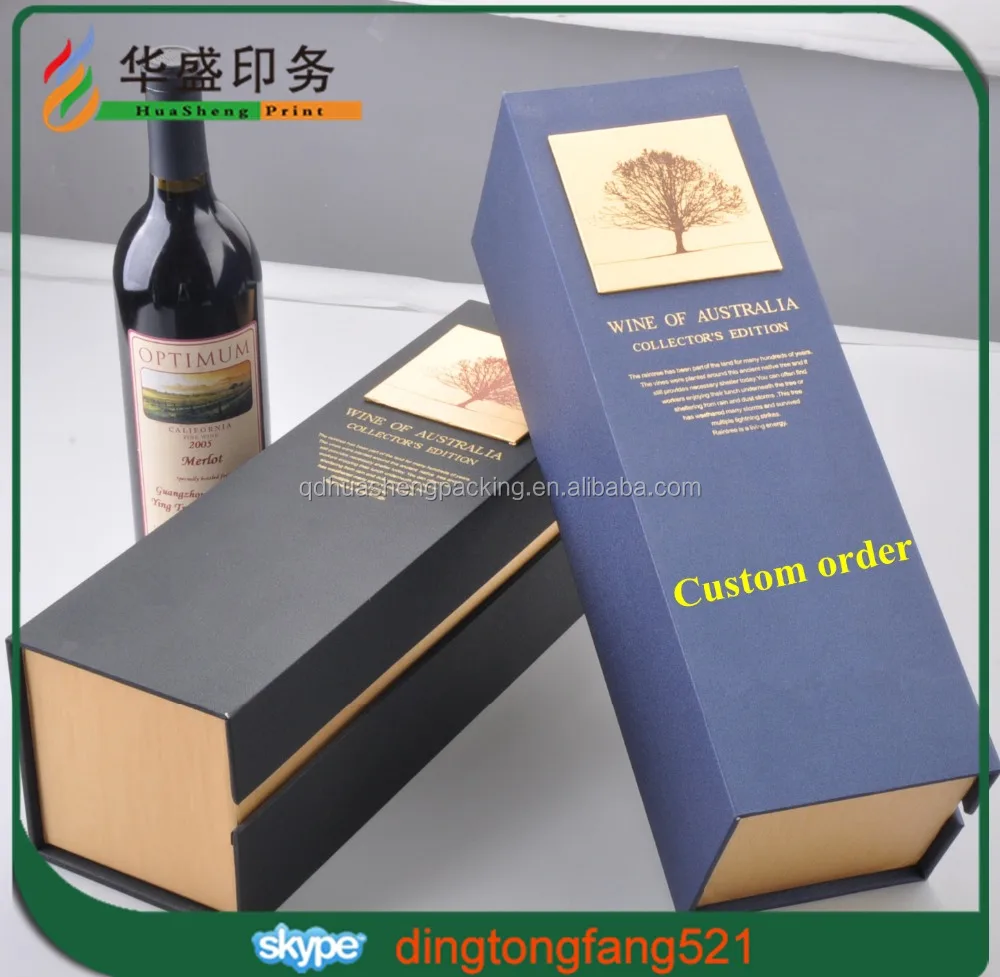 strong material custom design magnetic closure package wine box