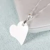 925 Sterling Silver Plated Alloy Chain Necklace White Ceramic Solid Heart Pendant Necklace
