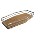 Unusual chrome plated wooden metal frame kitchen restaurant decorative food SERVING TRAY with handles