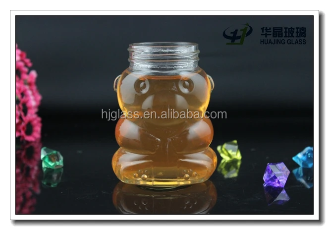 180 ml 6 oz ours en forme de pot de miel en verre pot de confiture en verre avec couvercle à vis