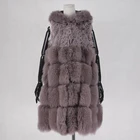 Russian Style Fashion Waistcoat Women Winter Curly Lamb Fur Hooded Fox Fur Vest