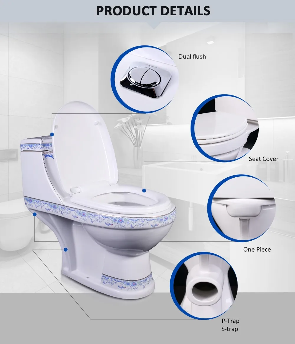 Siphon Jet Flushing Low Cost Flush Toilet Sitdown Toilet Wc Toilet