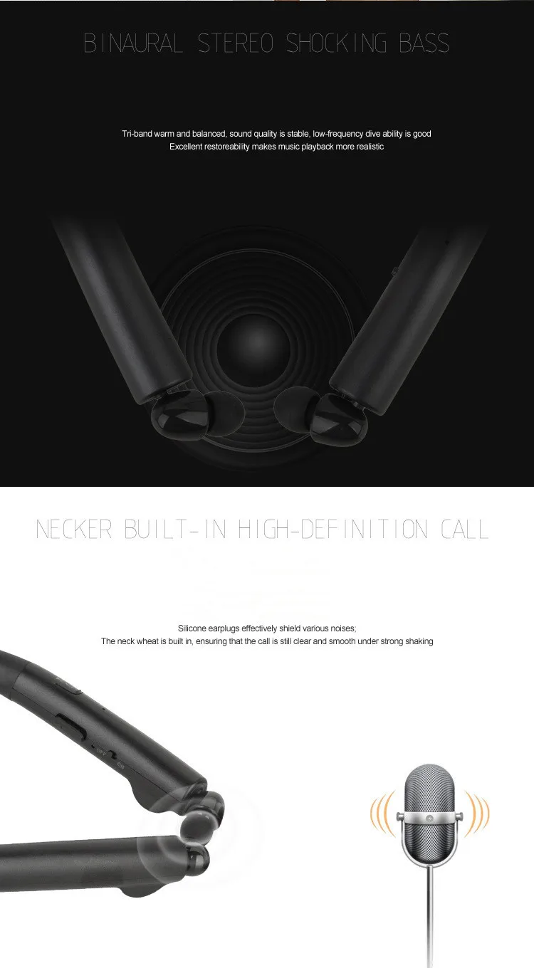 SYYTECH HB-905 neckband retractable wireless Noise reduction headset V4.0Bluetooth stereo sports Headphones - ANKUX.COM