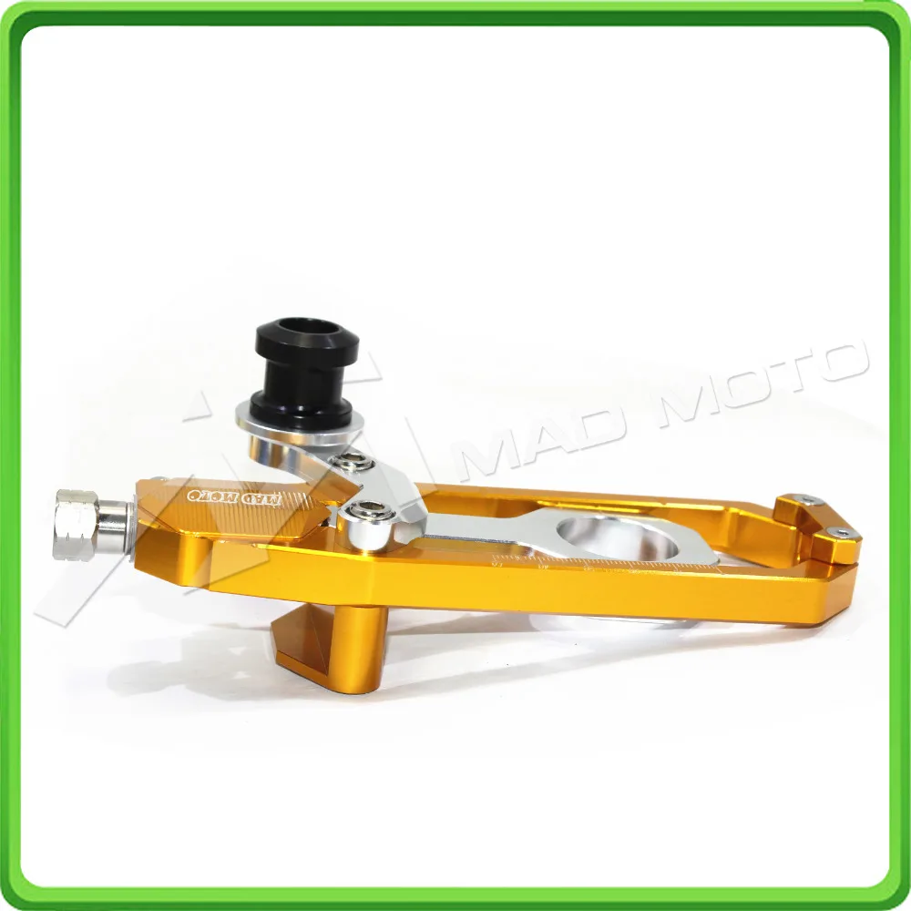 Motorcycle Chain Tensioner Adjuster with paddock bobbins kit for Yamaha YZF-R1 R1M R1S 2015 2016 2017 15 16 17 Gold&Silver (9)