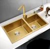 Gold Color Ghana Design Top Mount Copper Utility Stainless Steel Sink Kitchen With Double Sink