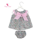 Kids Smocked Floral Top With Bow &Bloomer Clothing Set Girls Boutique Outfits