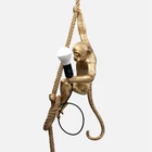 Art Deco Lighting fixtures Resin Animal Sculpture Wall Decorative Monkey lamps Rope hanging Ceiling decor Pendant light