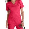 Factory Price Mock Wrap V-neck Medical Nurse Scrubs Uniforms for Beauty Salon