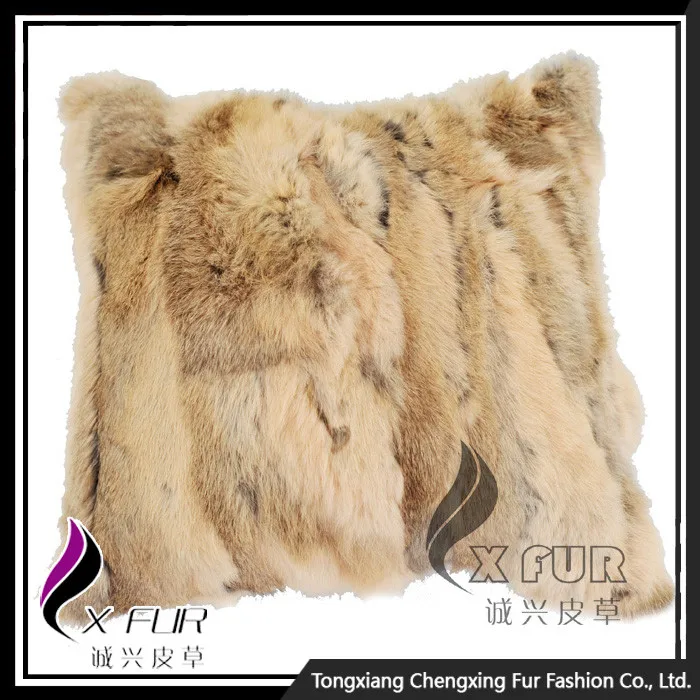 CXD17A Custom Made Patchwork Rabbit Fur Pillow Cover, View Pillow
