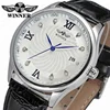 Fashion WINNER Men Luxury Brand Hand-wind Leather Military Watch Automatic Mechanical Wristwatches Gift