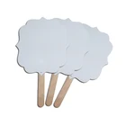 manual paper hand fan with wood handle /wood Sticks handle paper fan /Wavy Paddle Fan Handle
