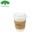 HAPPYPACK 2018 Wholesale Disposable Take Away Cup Holders Hot Coffee Paper Cup Sleeve for 8oz