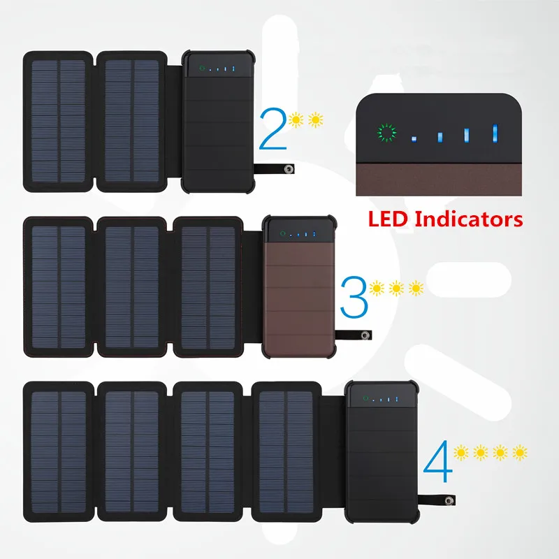 Fashion 10000mAh Solar Power Bank with LCD Ultra Thin External Solar Panel Powerbank for All Mobile Phone for Outdoors - ANKUX.COM