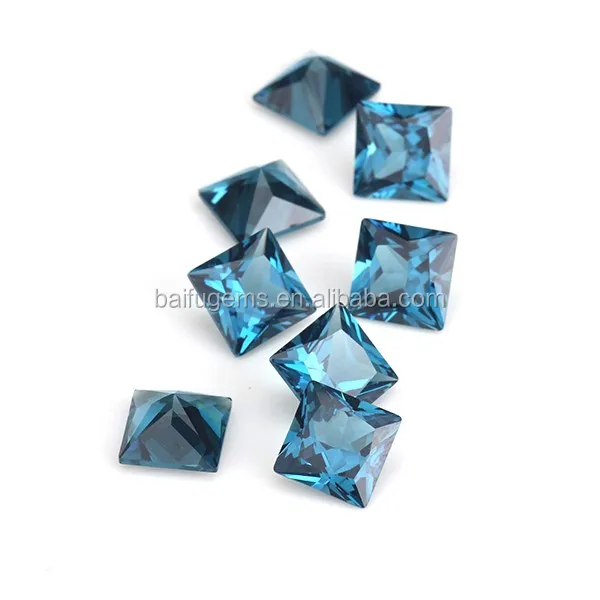 aquamarine london blue princess cut square 9*9 mm