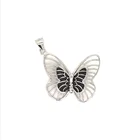 White Gold Crystal Beads Necklace Pendant, Diamond Butterfly Necklace In 925 Sterling Silver, Cz Charm Butterfly Pendant