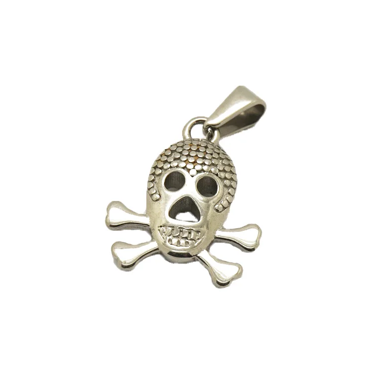 Hot hiphop stainless steel unique design accessories punk fashion style silver plated skull men pendant